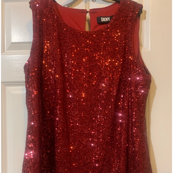 NWOT DKNY Sequin Top - Red - Picture 1 of 5